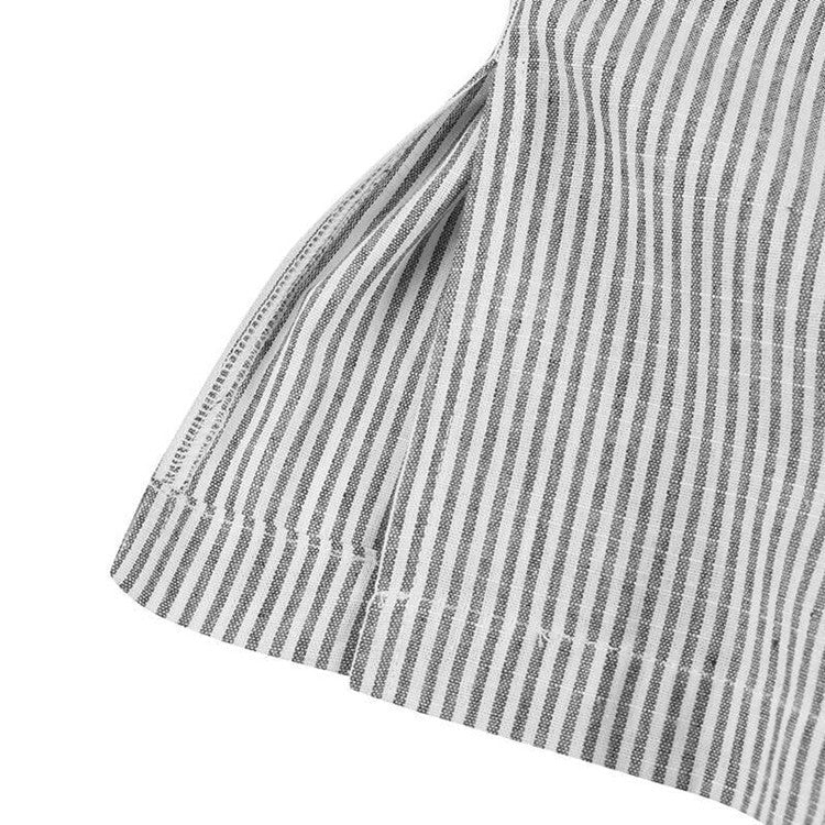 Women's Striped Button Print Shift Maxi Long Dress